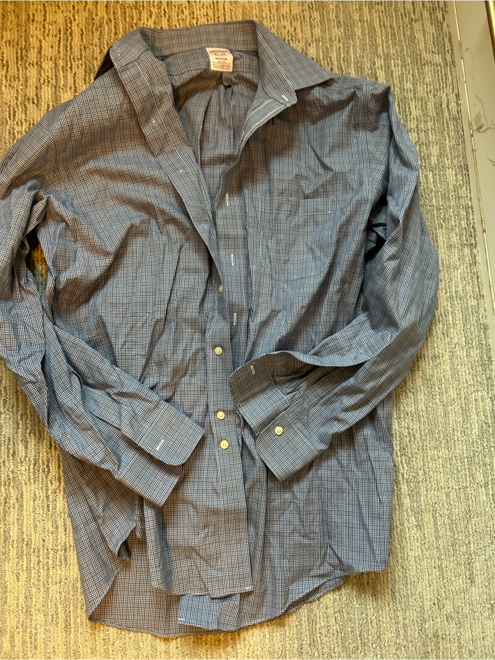 Brooks Brothers Blue and Gray Windowpane Dress Shirt